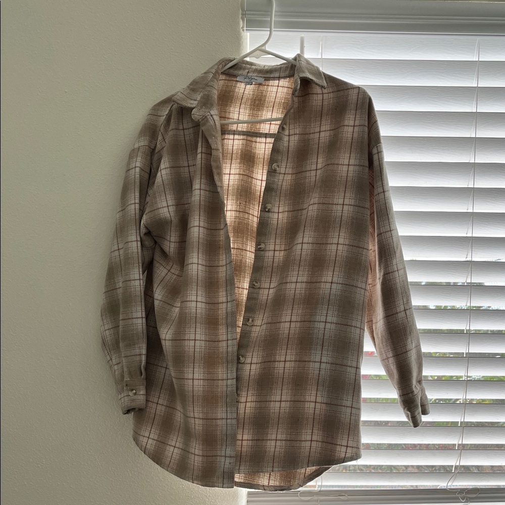 Polagram Beige and Red Plaid Shirt